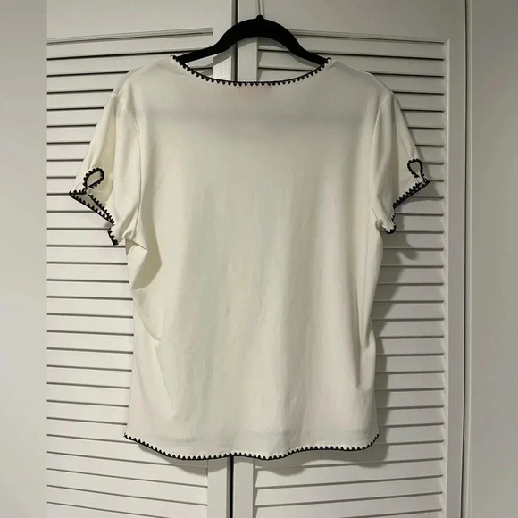 Oscar by Oscar De La Renta Cream and Black Blouse Large - Picture 4 of 10